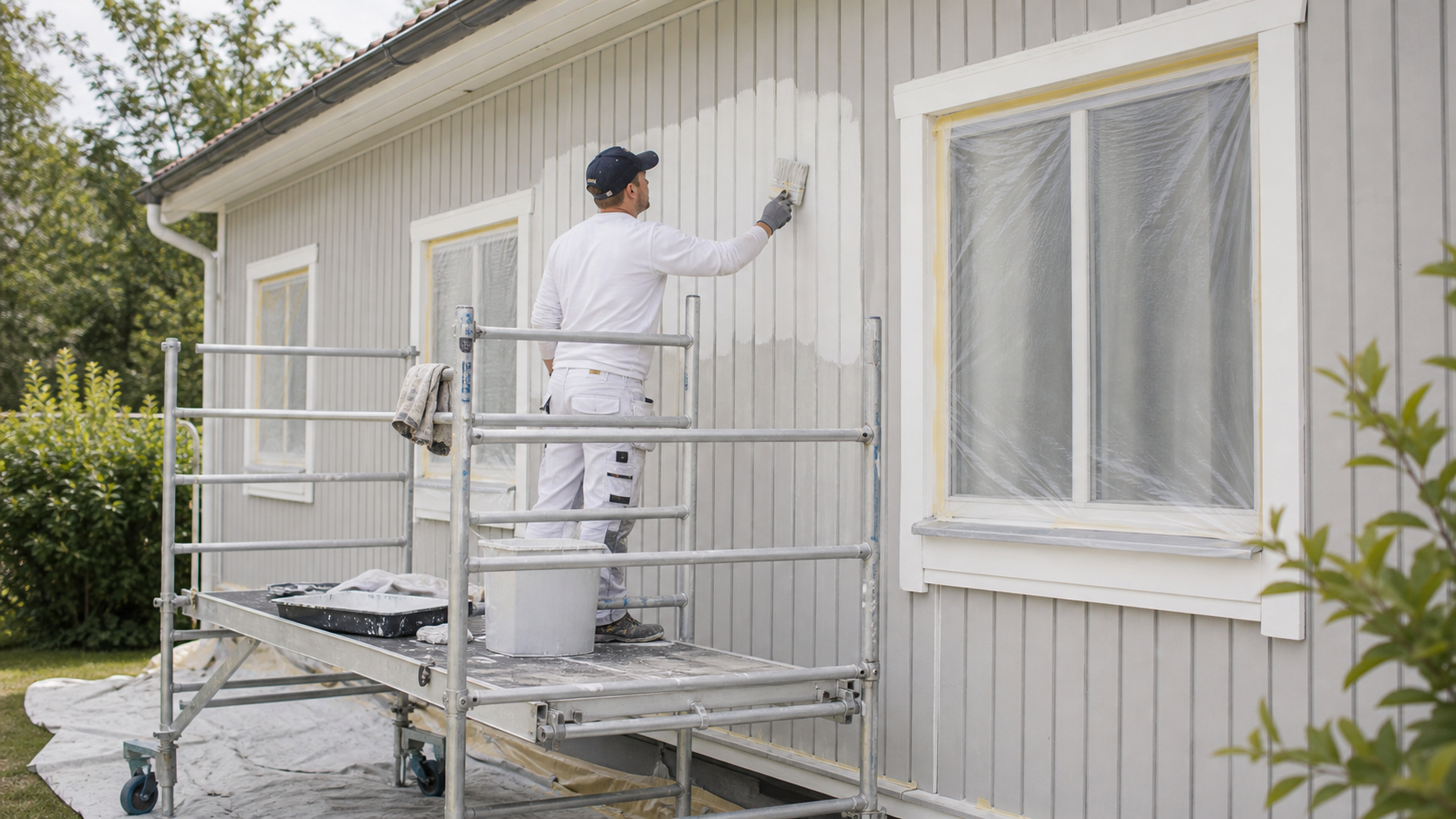 Fasadmålning på träfasad